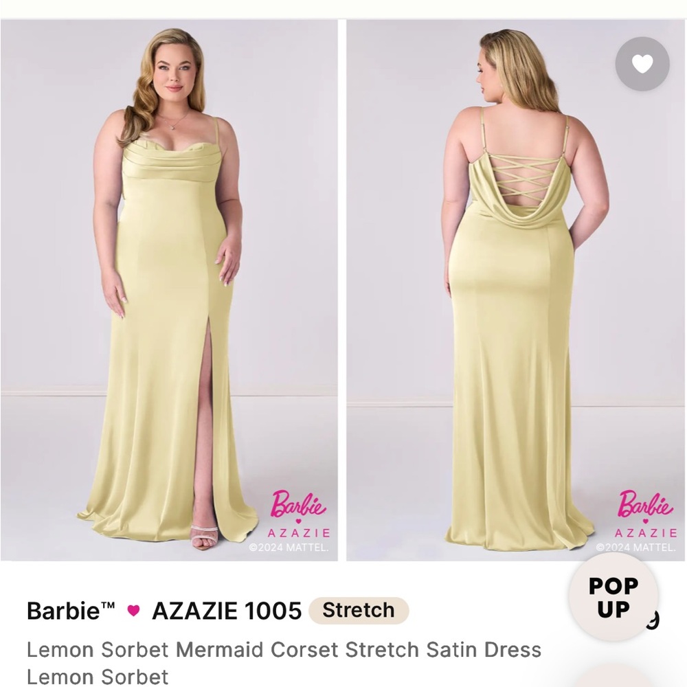 Azazie Lemon Sorbet Backless Satin Dress